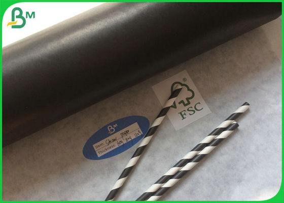 60gsm FSCおよびFDAの証明書のコーヒーまたはミルクの茶のための印刷できる黒いわらの食品等級のペーパー ロール